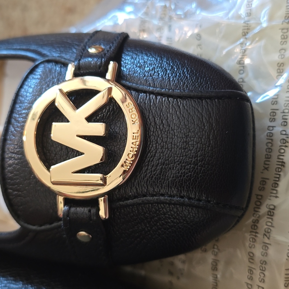 Michael Kors Fulton Black Moccasins with Gold Logo - Picture 5 of 7